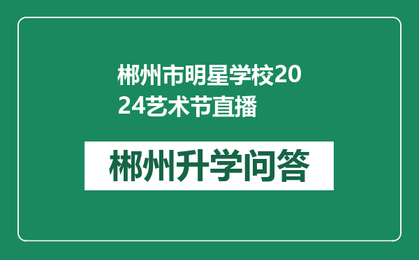郴州市明星学校2024艺术节直播