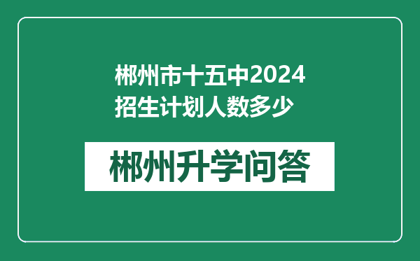 郴州市十五中2024招生计划人数多少