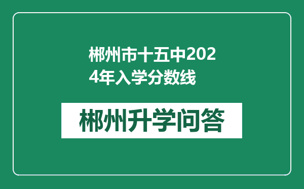 郴州市十五中2024年入学分数线