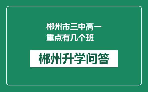 郴州市三中高一重点有几个班