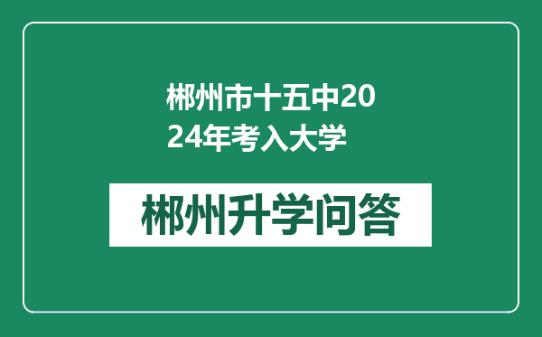 郴州市十五中2024年考入大学