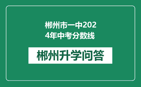 郴州市一中2024年中考分数线