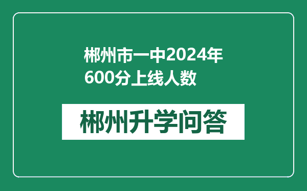 郴州市一中2024年600分上线人数