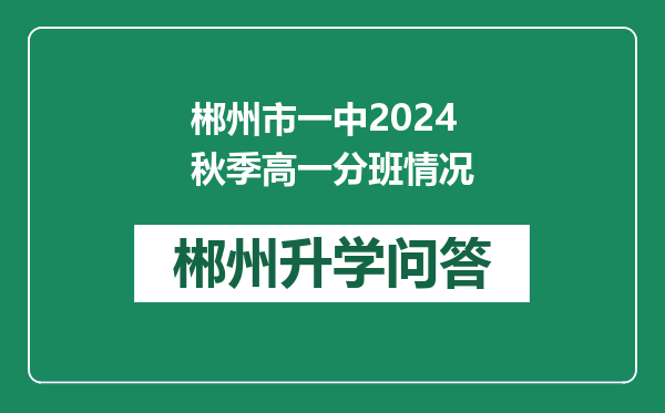 郴州市一中2024秋季高一分班情况