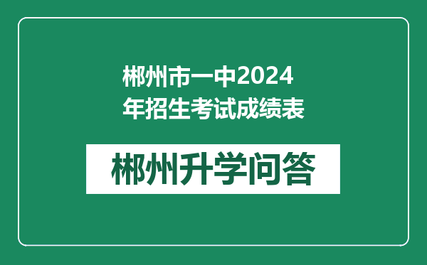 郴州市一中2024年招生考试成绩表