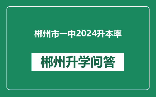 郴州市一中2024升本率