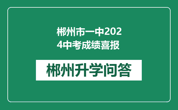 郴州市一中2024中考成绩喜报