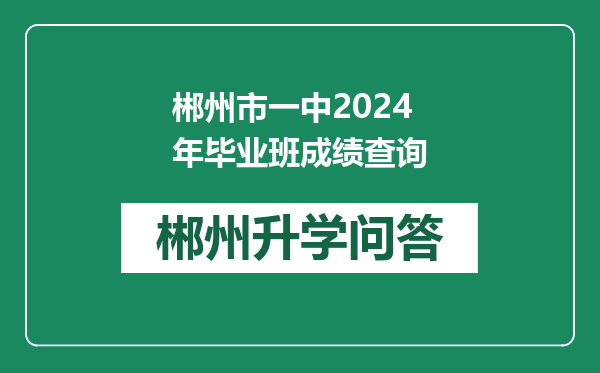 郴州市一中2024年毕业班成绩查询