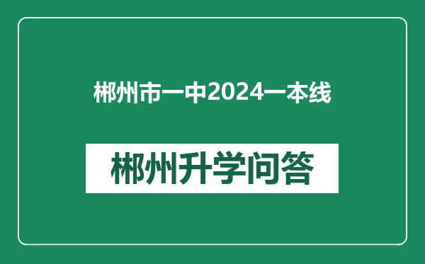 郴州市一中2024一本线