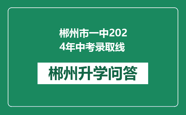 郴州市一中2024年中考录取线