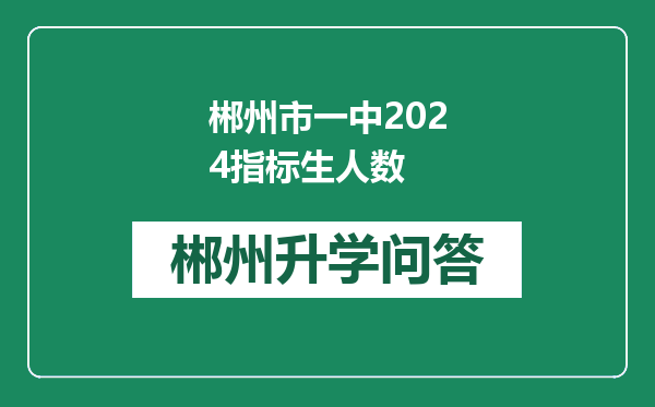 郴州市一中2024指标生人数