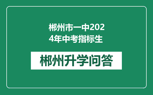 郴州市一中2024年中考指标生