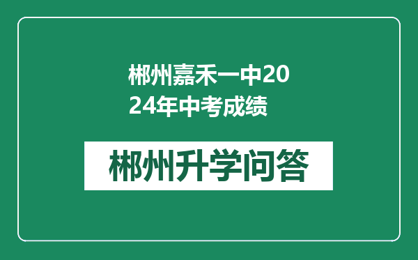 郴州嘉禾一中2024年中考成绩