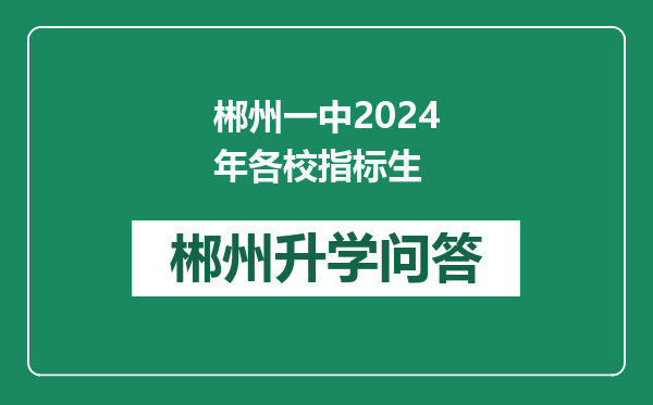 郴州一中2024年各校指标生