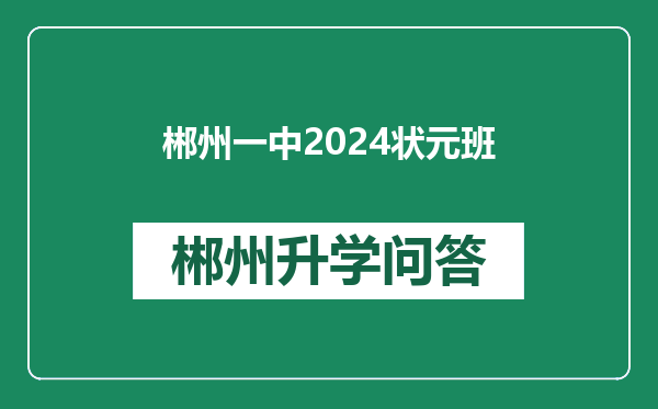 郴州一中2024状元班