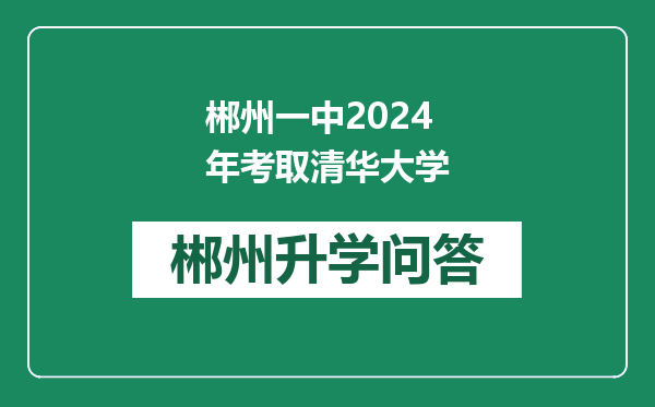 郴州一中2024年考取清华大学