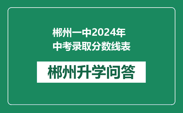 郴州一中2024年中考录取分数线表