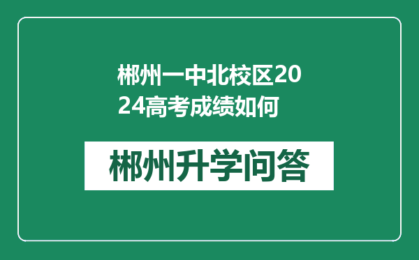 郴州一中北校区2024高考成绩如何
