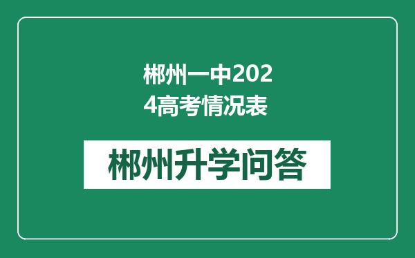 郴州一中2024高考情况表