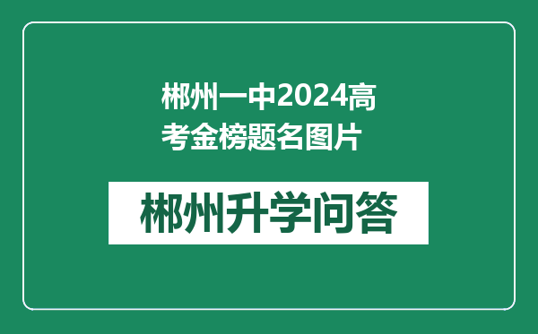 郴州一中2024高考金榜题名图片