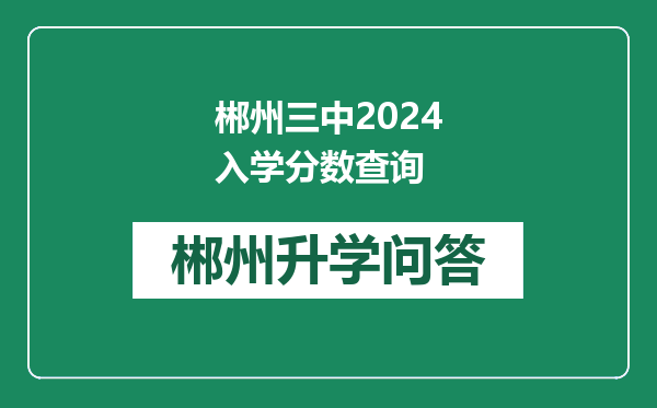 郴州三中2024入学分数查询