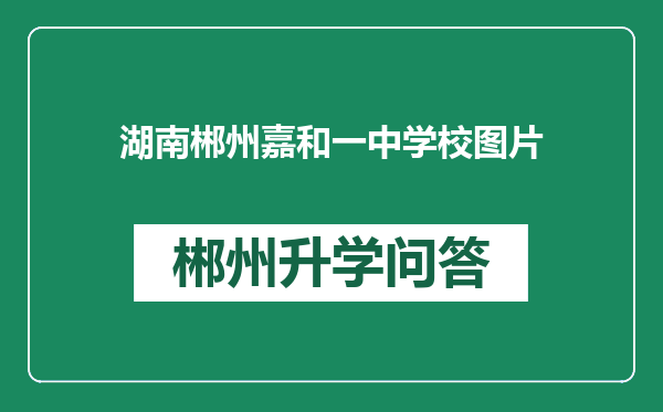 湖南郴州嘉和一中学校图片