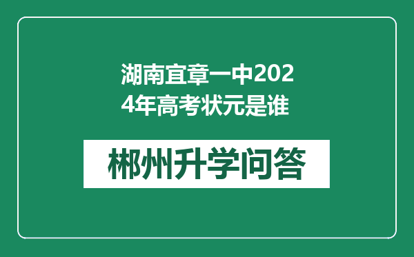 湖南宜章一中2024年高考状元是谁