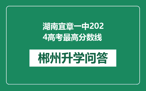 湖南宜章一中2024高考最高分数线