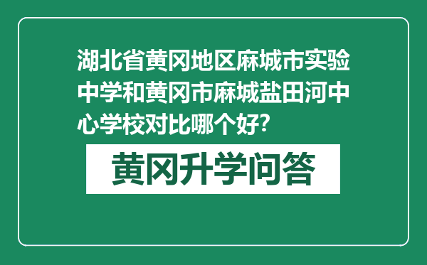 湖北省黄冈地区麻城市实验中学和黄冈市麻城盐田河中心学校对比哪个好？