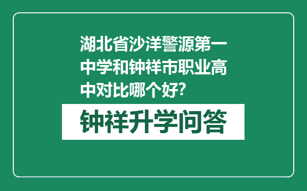 湖北省沙洋警源第一中学和钟祥市职业高中对比哪个好？