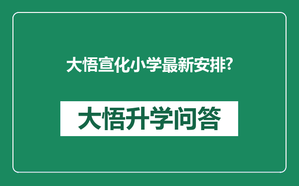 大悟宣化小学最新安排?