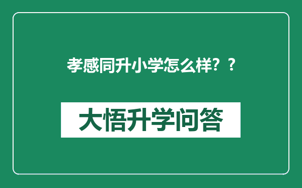 孝感同升小学怎么样？?