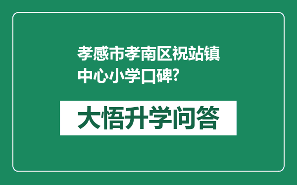 孝感市孝南区祝站镇中心小学口碑?