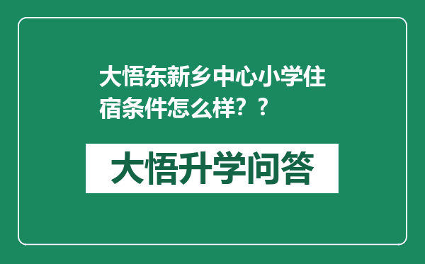 大悟东新乡中心小学住宿条件怎么样？?