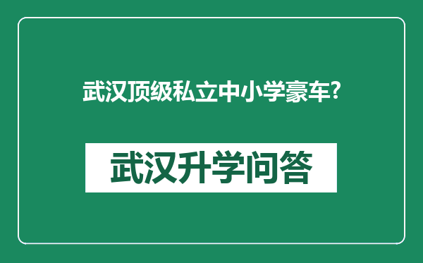 武汉顶级私立中小学豪车?