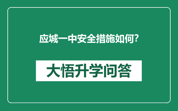 应城一中安全措施如何？