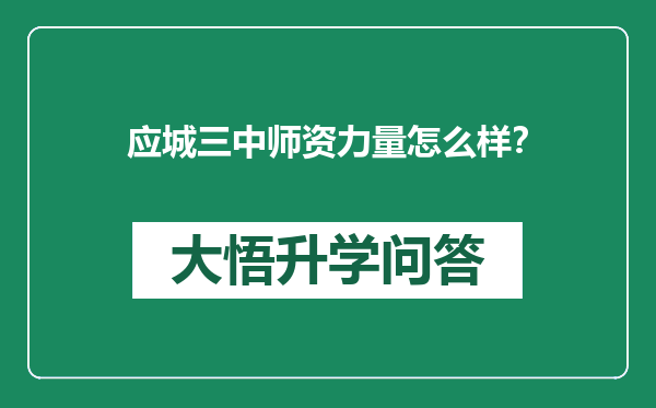 应城三中师资力量怎么样？