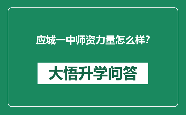 应城一中师资力量怎么样？