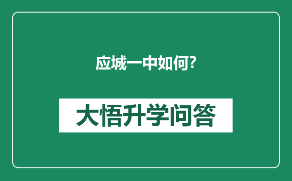 应城一中如何？