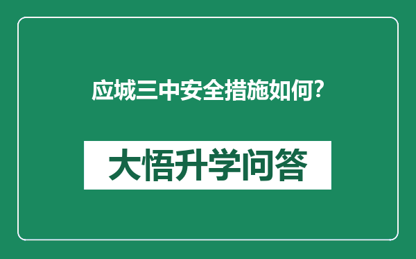 应城三中安全措施如何？