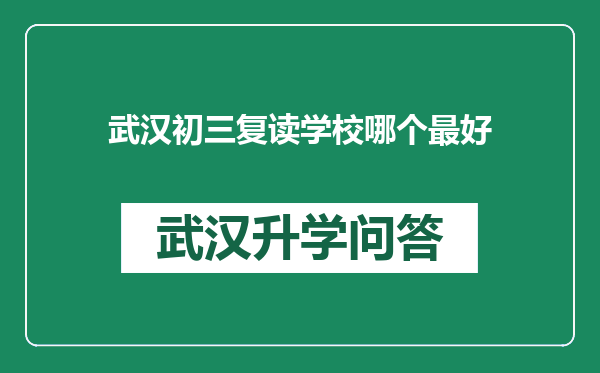 武汉初三复读学校哪个最好