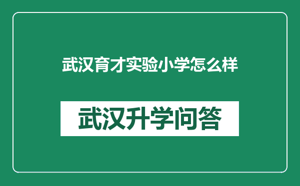 武汉育才实验小学怎么样