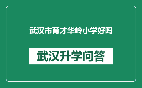 武汉市育才华岭小学好吗