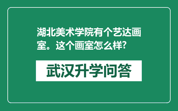 湖北美术学院有个艺达画室。这个画室怎么样?