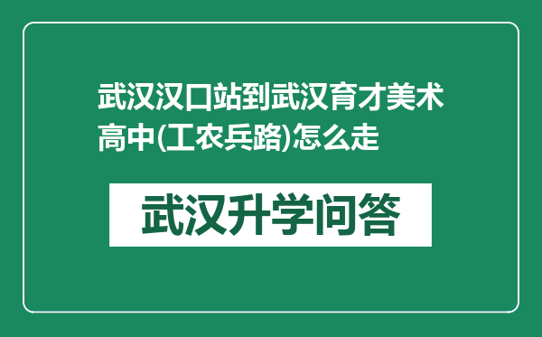 武汉汉口站到武汉育才美术高中(工农兵路)怎么走