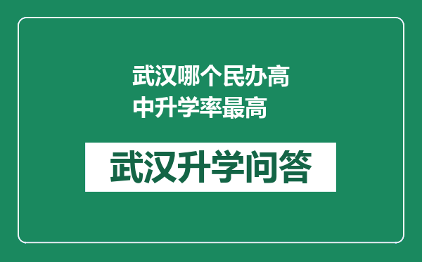 武汉哪个民办高中升学率最高