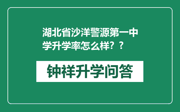 湖北省沙洋警源第一中学升学率怎么样？?