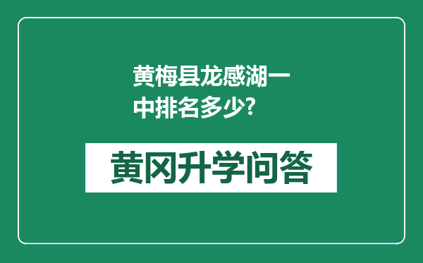 黄梅县龙感湖一中排名多少?