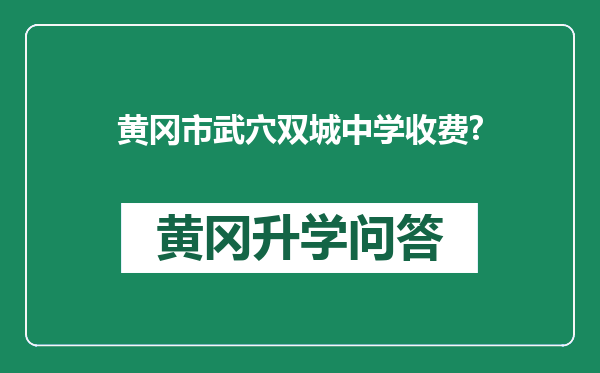 黄冈市武穴双城中学收费?