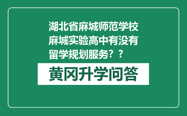 湖北省麻城师范学校麻城实验高中有没有留学规划服务？?